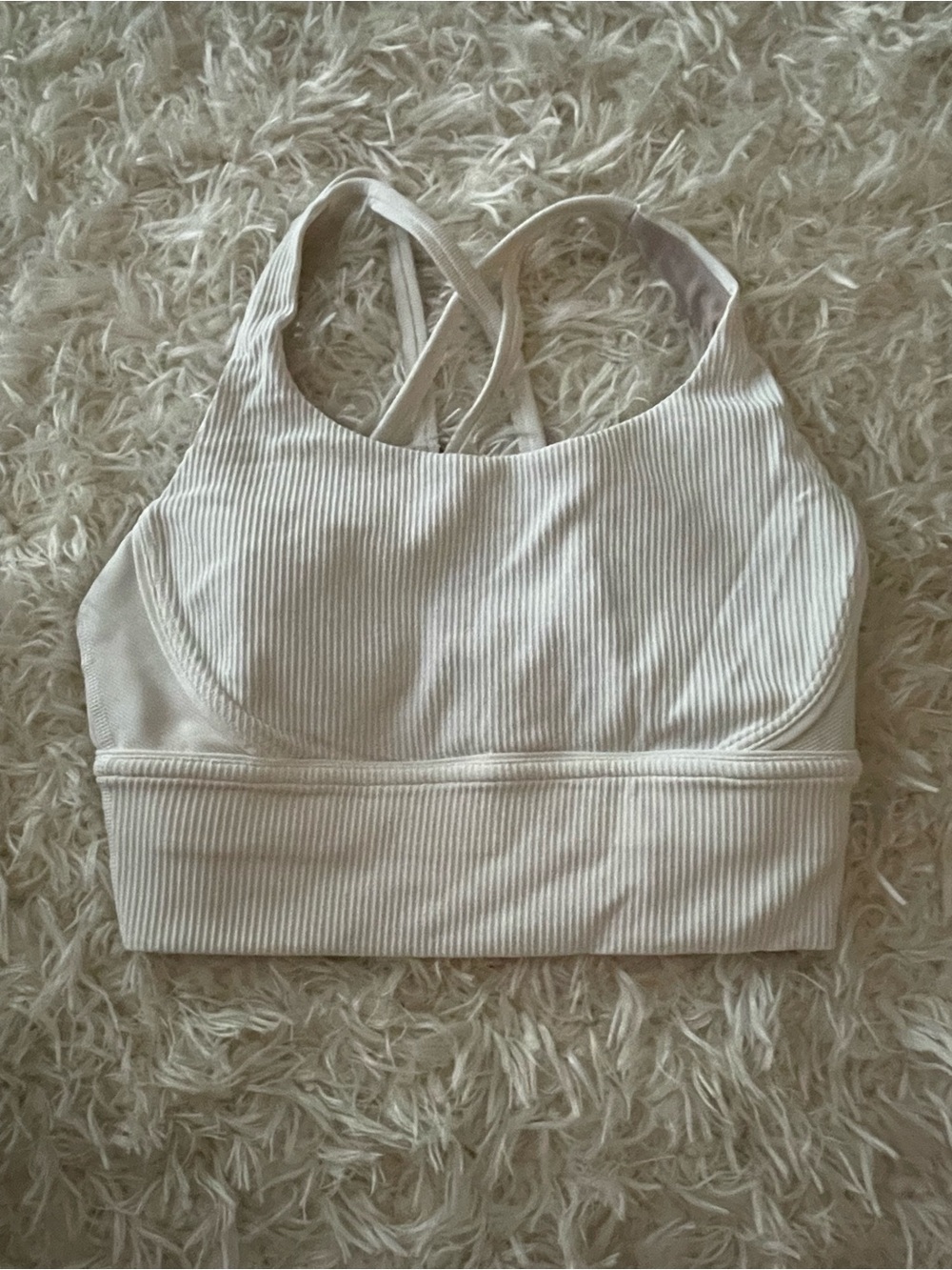 lululemon athletica Ribbed Cross-Back Sports Bra - Cream